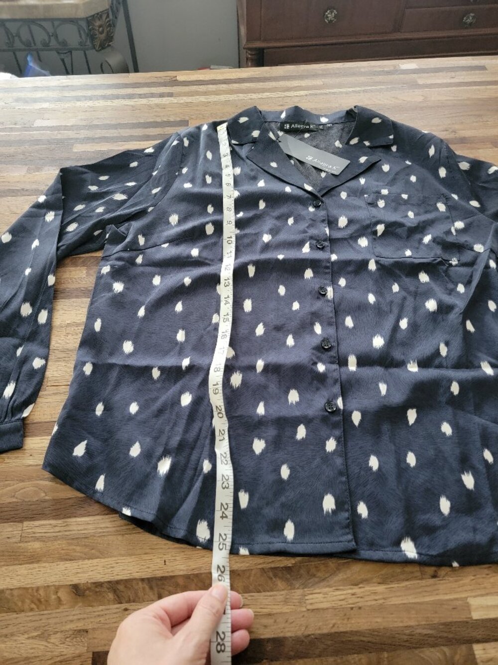 Allegra K Women's Satin Polka Dots Blouse Elegant Camp Collar Long Sleeve - Picture 14 of 15